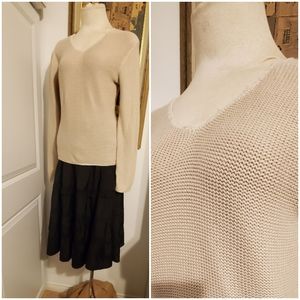 🛍TWH V -Cut Loose Knit Cable Tan Romper - Small